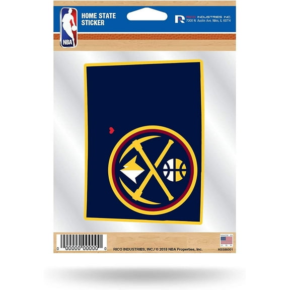 Denver Nuggets 5 Inch Sticker Decal, Home State Design, Flat Vinyl, Full Adhesive Backing