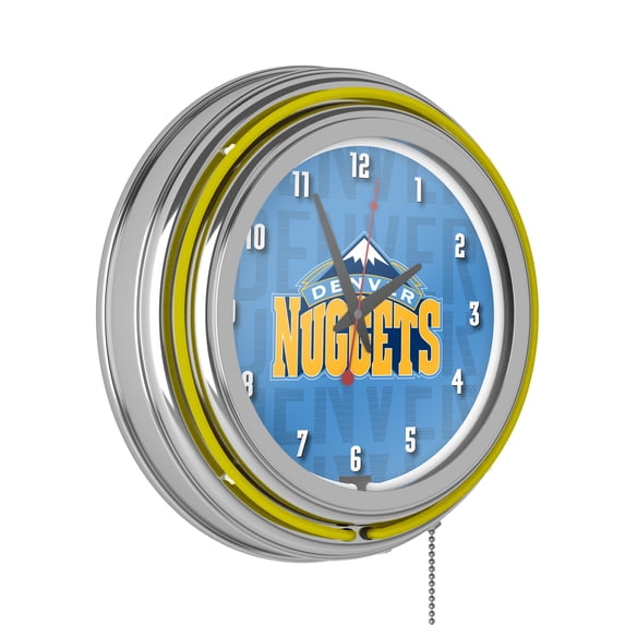 Denver Nuggets City Retro Neon Analog Wall Clock with Pull Chain