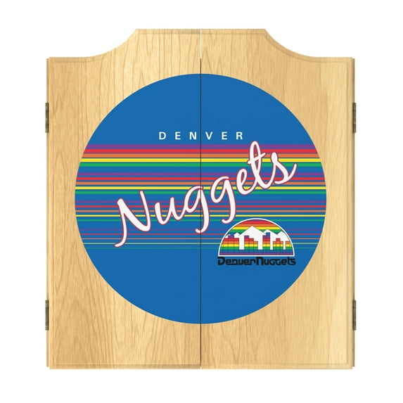 Denver Nuggets Hardwood Classics Dart Board Cabinet Set with 6 Steel Tip Darts
