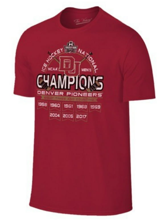 Denver Pioneers 2017 Hockey Frozen Four 8 Time Champions Banner T-Shirt (S)