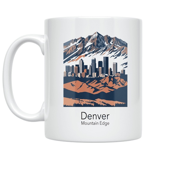 Denver Skyline and Mountain Peaks - Colorado Lover - 11 oz Ceramic Coffee Mug