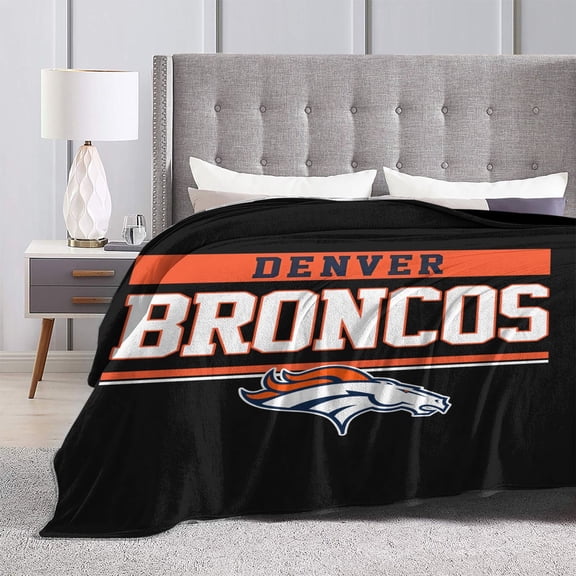 Denver Ultra-Soft Micro Fleece Throw Blanket Anti Allergic Warm Plush Carpet For Football Team Fans Gift Home Sofa Couch Office Dormitory Bed Car Camp Living Room Decoration All Season