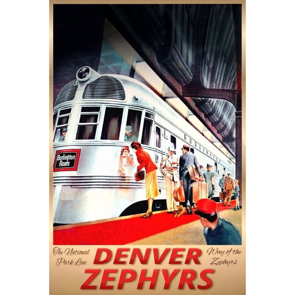 Denver Zephyrs Burlington Route New Retro Railroad Train Office Poster , Poster Print Only