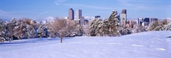 Denver city in winter Colorado USA 2011 Canvas Art - Panoramic Images (36 x 12)