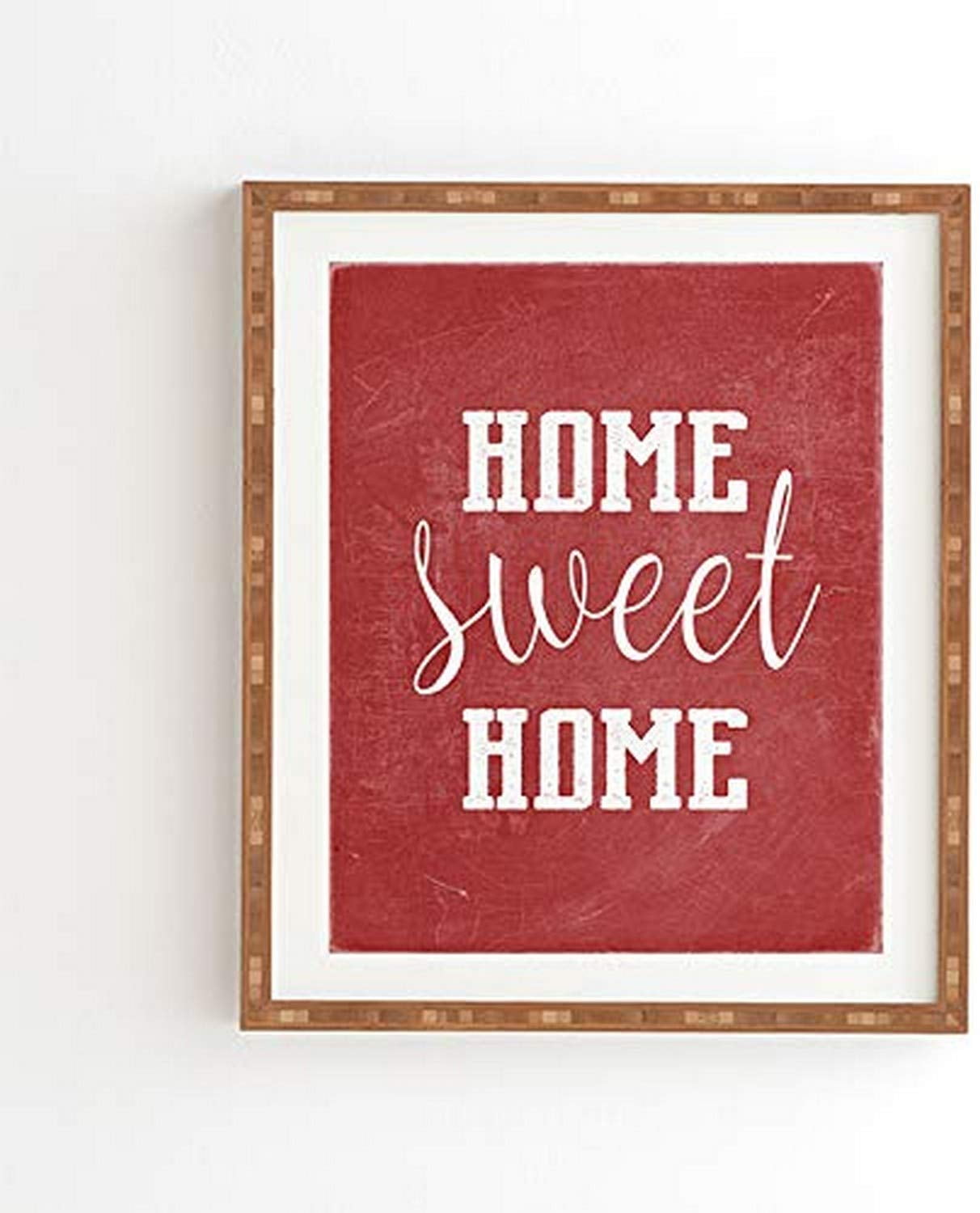 Deny Designs Home Sweet Home Chalkboard Red Wall Art, Bamboo Frame 8 x 9.5" NEW
