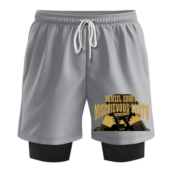Denzel Curry 2025 World Tour Fake Two Shorts Casual SweatShorts Cool Basketball Shorts