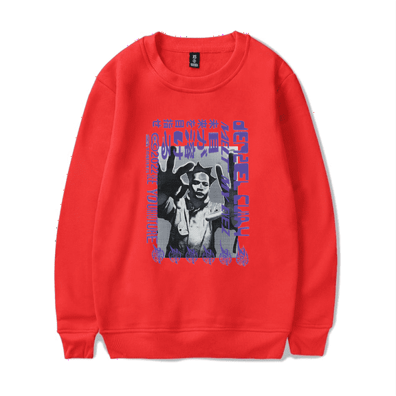 Denzel Curry Merch Long Sleeve Crewneck Melt My Eyes Tour Poster Printed Sweatshirt Hoodie For Fans Men Women Hip Hop