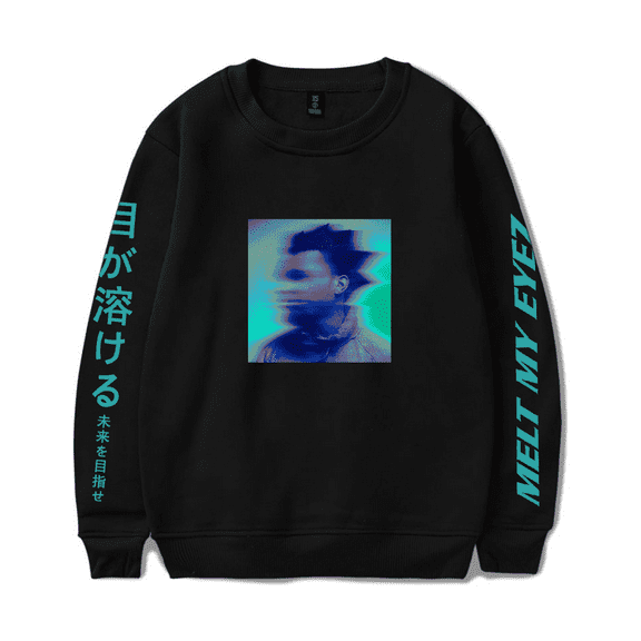 Denzel Curry Merch Sweatshirt Melt My Eyes Black Long Sleeve Walking For Fans Men Women Rapper Streetwear Crewneck