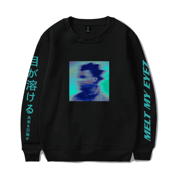 Denzel Curry Merch Sweatshirt Melt My Eyes Black Long Sleeve Walking For Fans Men Women Rapper Streetwear Crewneck