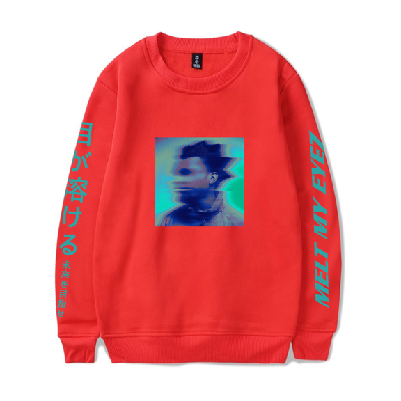 Denzel Curry Merch Sweatshirt Melt My Eyes Black Long Sleeve Walking For Fans Men Women Rapper Streetwear Crewneck