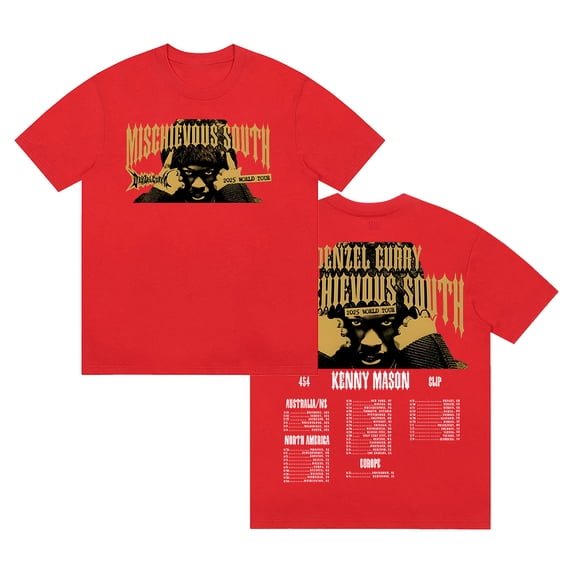 Denzel Curry Mischievous South US Tour 2025 T-shirt Short Sleeve Cotton Tee Women Men Streetwear Tops