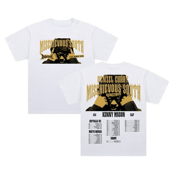 Denzel Curry Mischievous South US Tour 2025 T-shirt Short Sleeve Cotton Tee Women Men Streetwear Tops