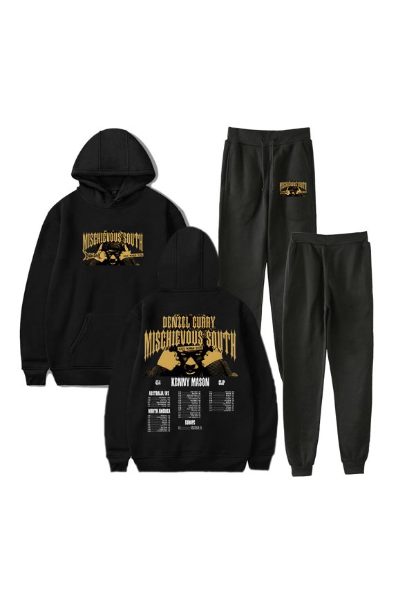 Denzel Curry Mischievous South US Tour Hoodie Jogger Pants Two Piece Set Women Men Sweatshirts+Sweatpants