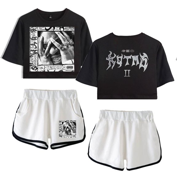 Denzel Curry Summer women's fashionable casual short sleeved shorts set for streetwear