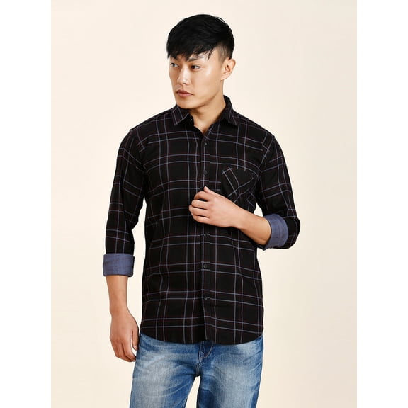 TryBuy Denzy Checked Men's Button-Up Shirts, Full Sleeves Casual Dress Shirt, Sizes M