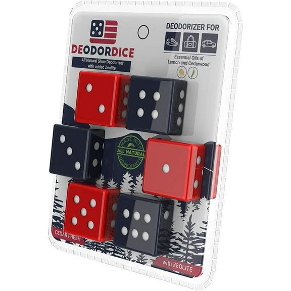 DeodorDice Shoe Deodorizer Natural Essential Oils and Zeolite for Non-Toxic Odor Control 6 Pack