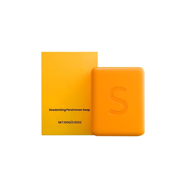 Deodorizing Persimmon Soap, 100g/3.53oz Natural Body Cleansing Bar for Odor Removal & Skin Purifying
