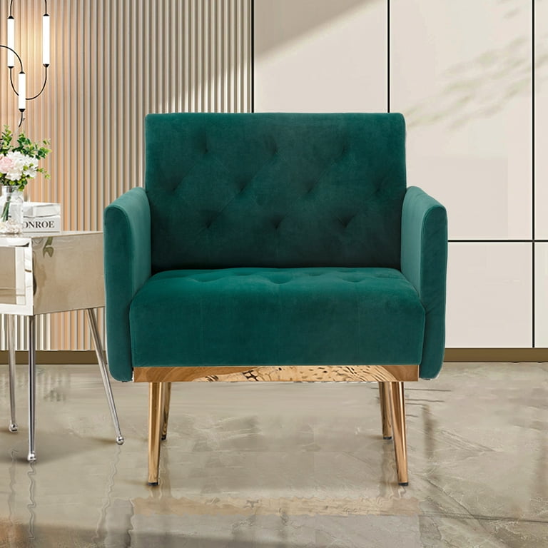 Deolme Modern Accent Chair Upholstered Single Sofa Chair Sherpa Arm Chair for Living Room Comfy Armchair with Metal Legs Tufted Chair for Reading