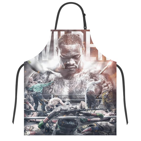 Deontay Wilder apron has an iconic print, is durable and adjustable, with none pocket for convenience. Perfect for fans,27" x 33"70*84cm