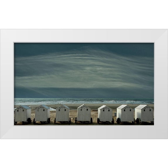 Depaepe, Yvette 14x10 White Modern Wood Framed Museum Art Print Titled - A Quiet Spot By The Sea-Just To Be ...
