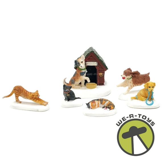 Department 56 Accessories Village Cats and Dogs Set of 6 Porcelain 52828