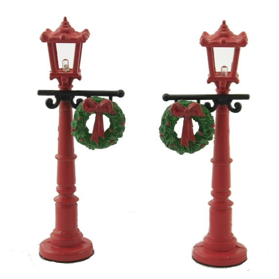 Department 56 Accessory Red With Green Street Lights Wreath Christmas 6007682