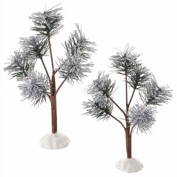 Department 56 Department 56 Village Silver Sparkle Pine Trees, 8 inch (Set of 2)