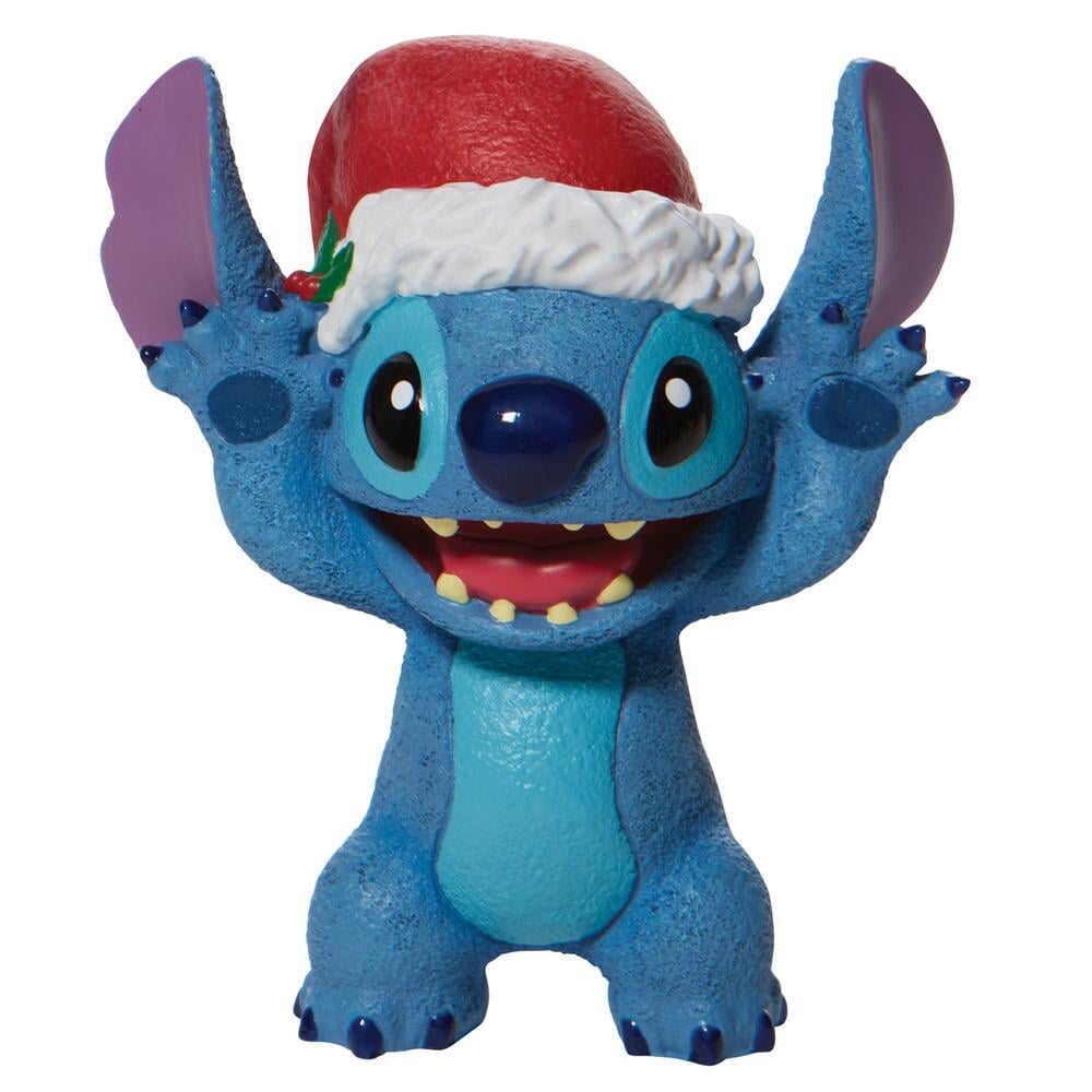 Disney Stitch Blue Resin Holiday Figurine with Santa Hat