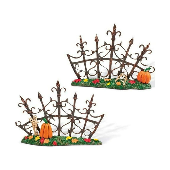 Department 56 Halloween Village Accessories Gothic Gate Fence Sections Set of 2