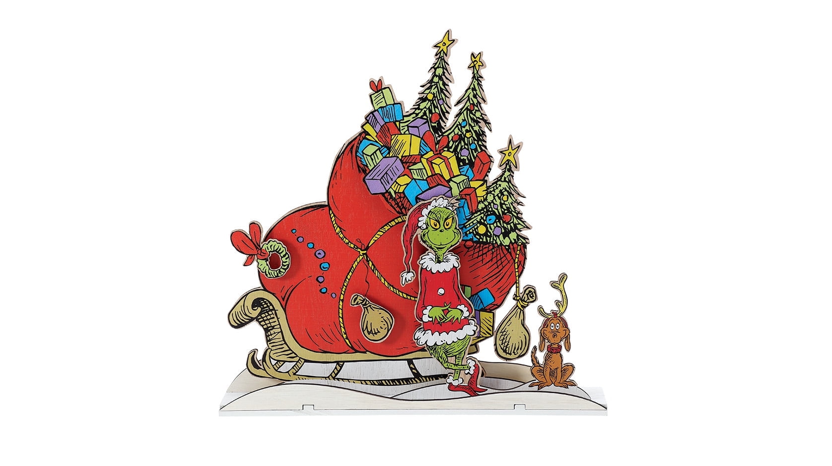 Department 56 Grinch Sleigh Mantle Christmas Decor, Multicolor, 14in H