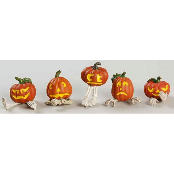 Department 56 Village Accessories Pumpkin Heads Set of 5 NEW
