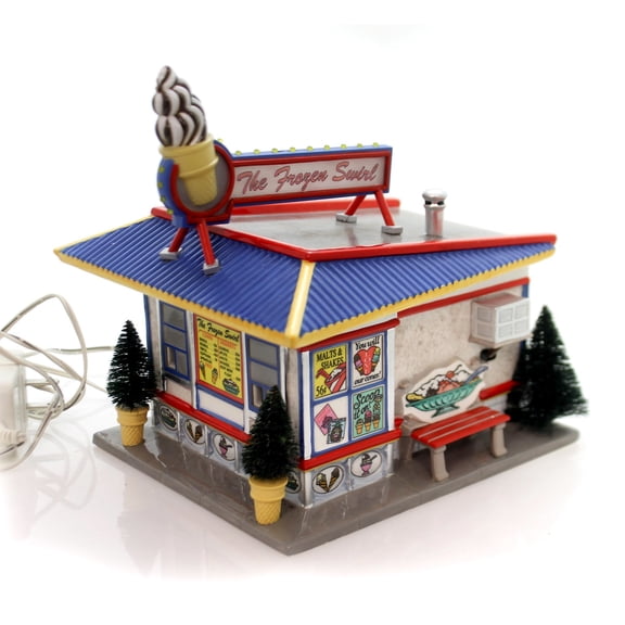 Department 56 House Frozen Swirl Ceramic Snow Village Retired Custard 55318