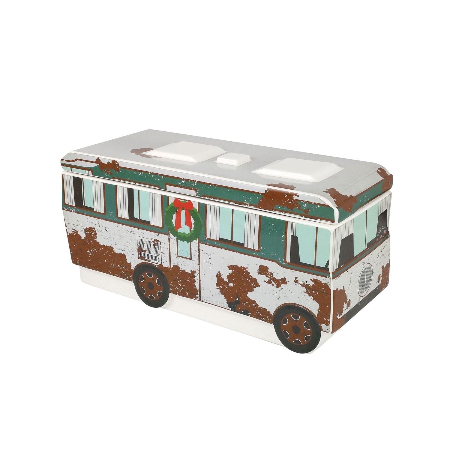 Green and White Ceramic RV Cookie Jar Set