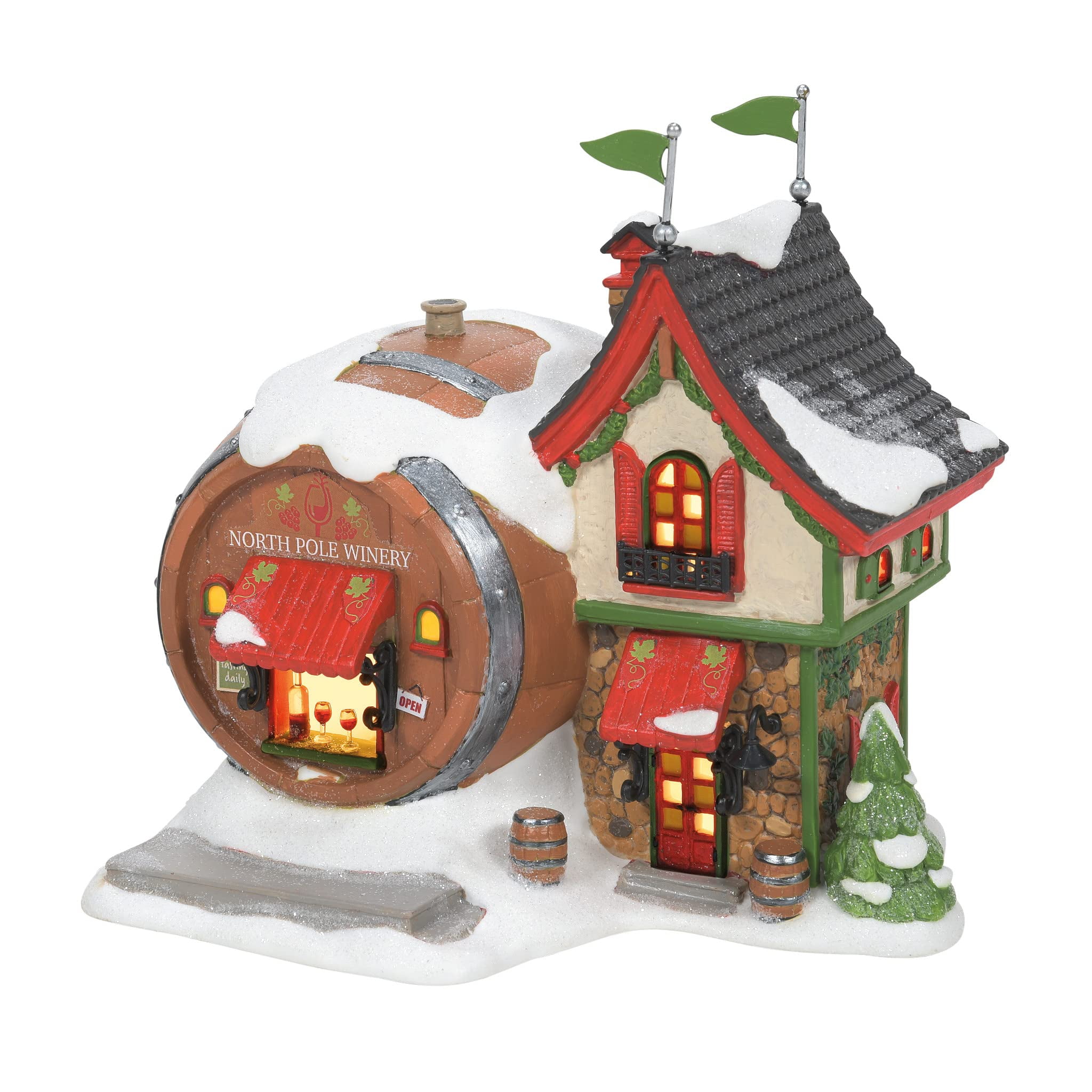 North Pole Winery Lighted Porcelain Christmas Figurine