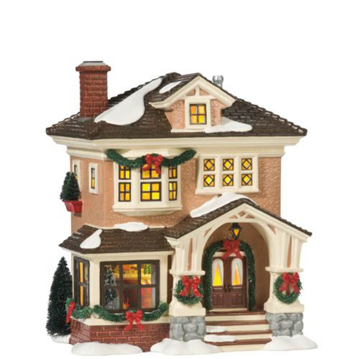 Porcelain Snow Village Christmas Grandma's Lit House Decoration