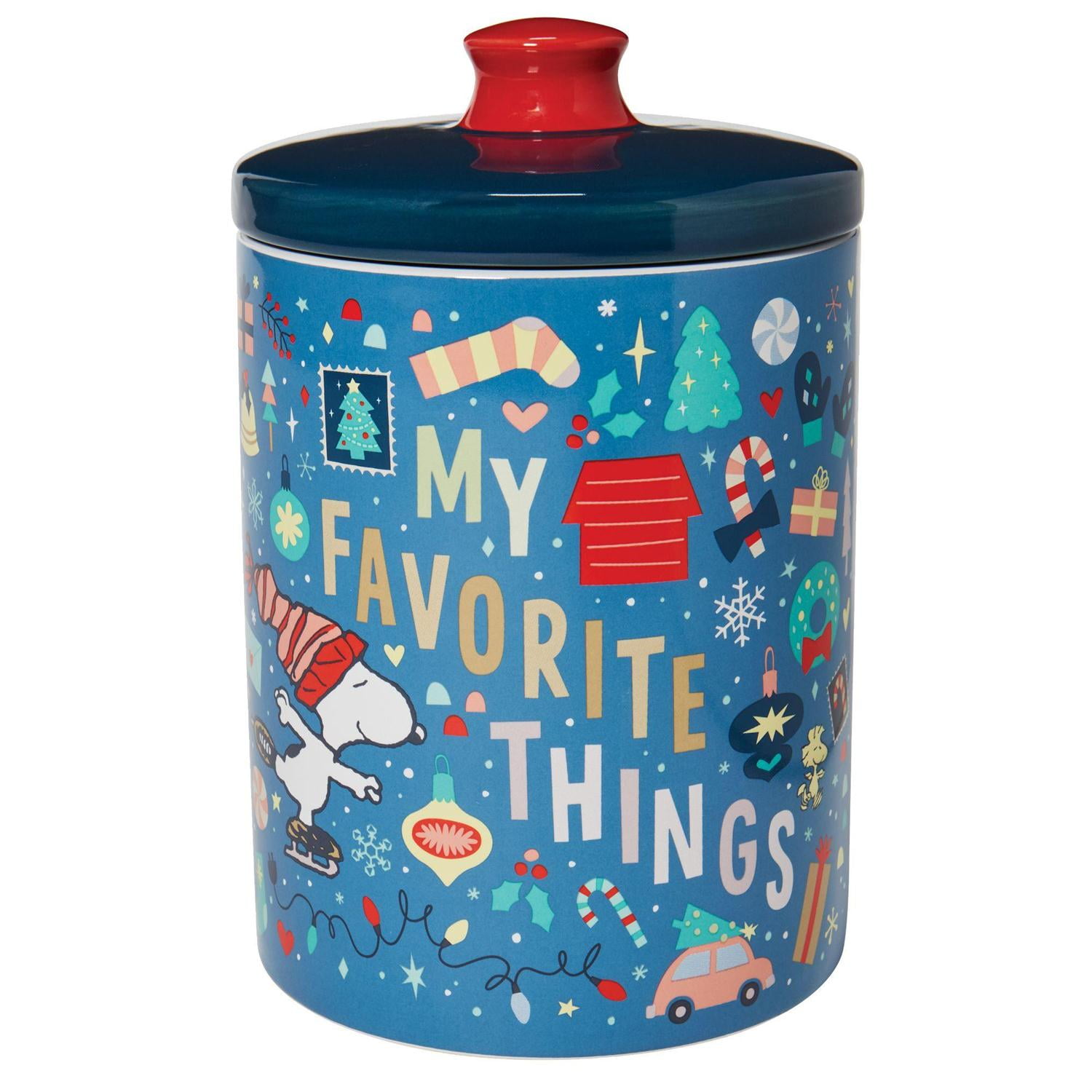 Peanuts Christmas Ceramic Cookie Canister with Lid