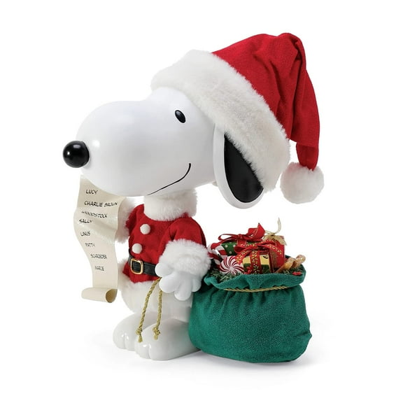 Department 56 Peanuts by Possible Dreams Santa Snoopy Christmas Beagle Figurine, 10.5 Inch, Multicolor