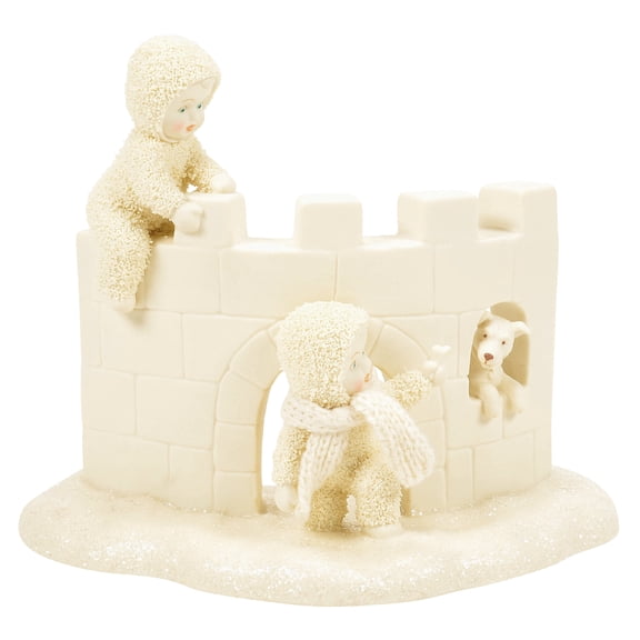 Department 56 Snowbabies Let's Build a Snowfort Christmas Figurine, Multicolor Porcelain Bisque 6.5in H