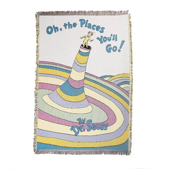 Department 56 Snowpinions Dr Seuss Oh The Places Book Blanket, Multicolor 45inx60in