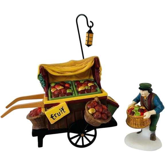 Department 56 The Heritage Village Collection: "Chelsea Market Fruit Monger & Cart" Set of 2 (5813-0)