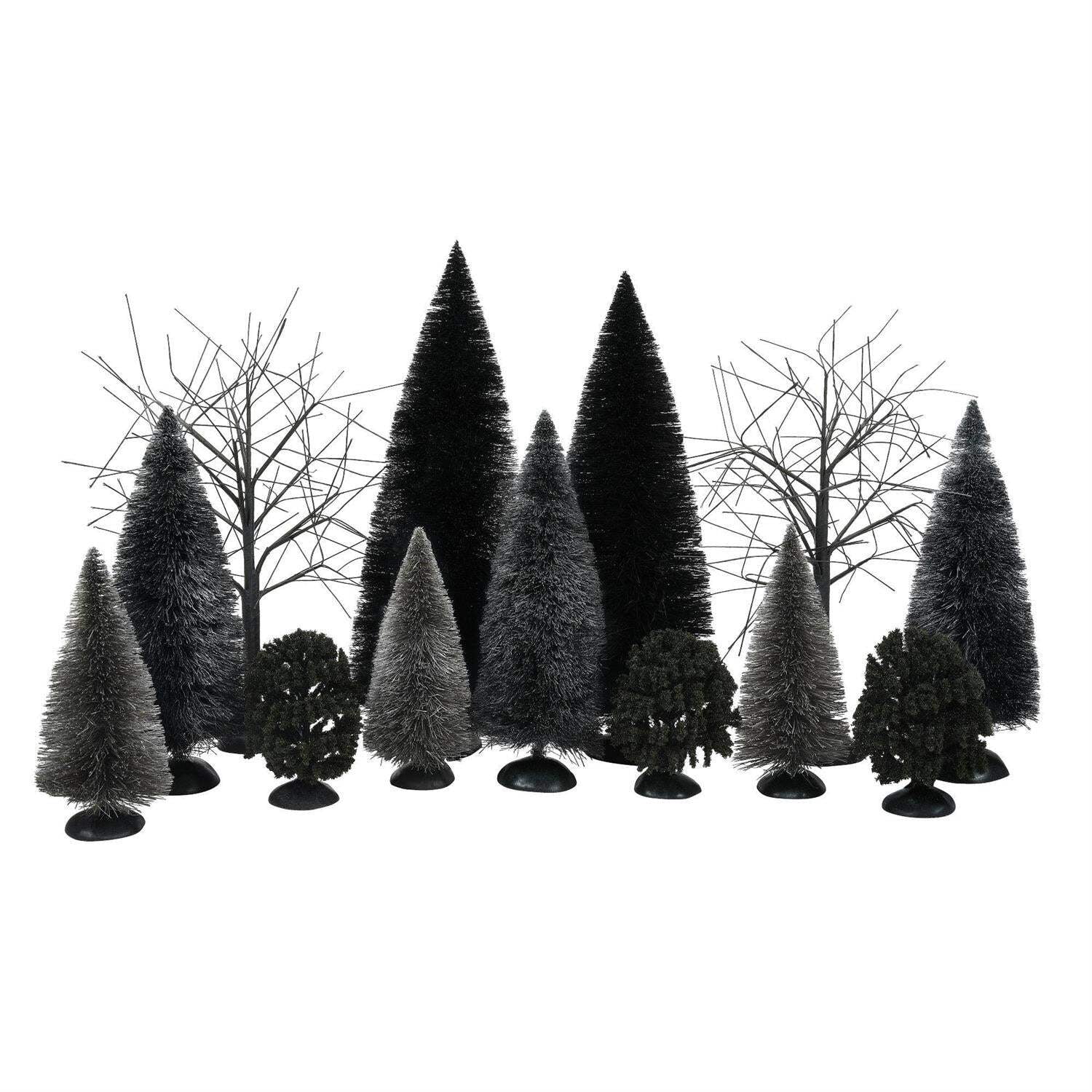 Dark Forest Black and Gray Halloween Tree Set