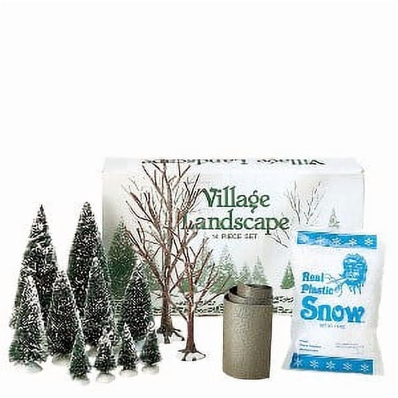 Department 56 Villages Landscape Trees Snow Road Village Set of 14