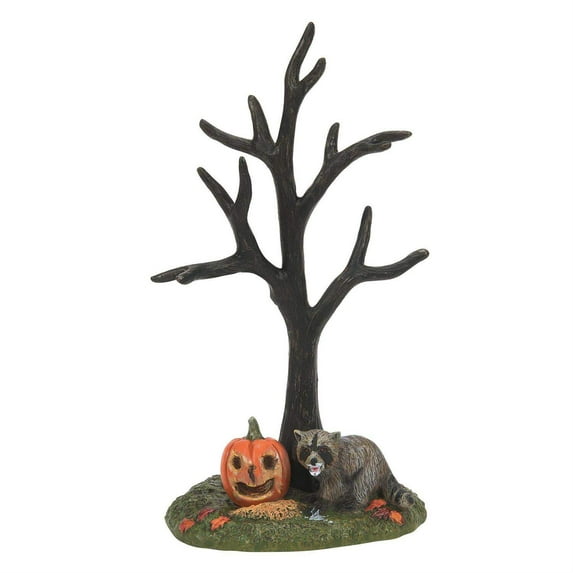 Department 56 Villages The Rabid Pumpkin Bandit - One Accessory 7.25 Inch, Polyresin - Halloween Raccoon Bare Branch Tree 6012296