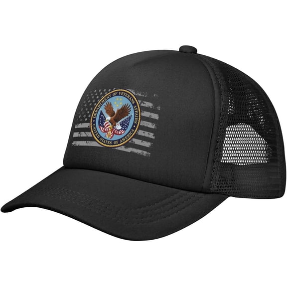 Department of Veteran Affairs Seal Baseball Cap Adjustable Casual Mesh Hats Duck Tongue Hat for Men Women50 Black