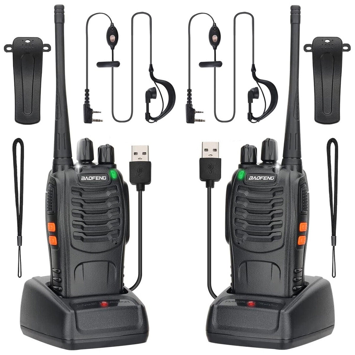 Depato 2x Walkie Talkie radios handheld radios 16 channels 400-470MHZ