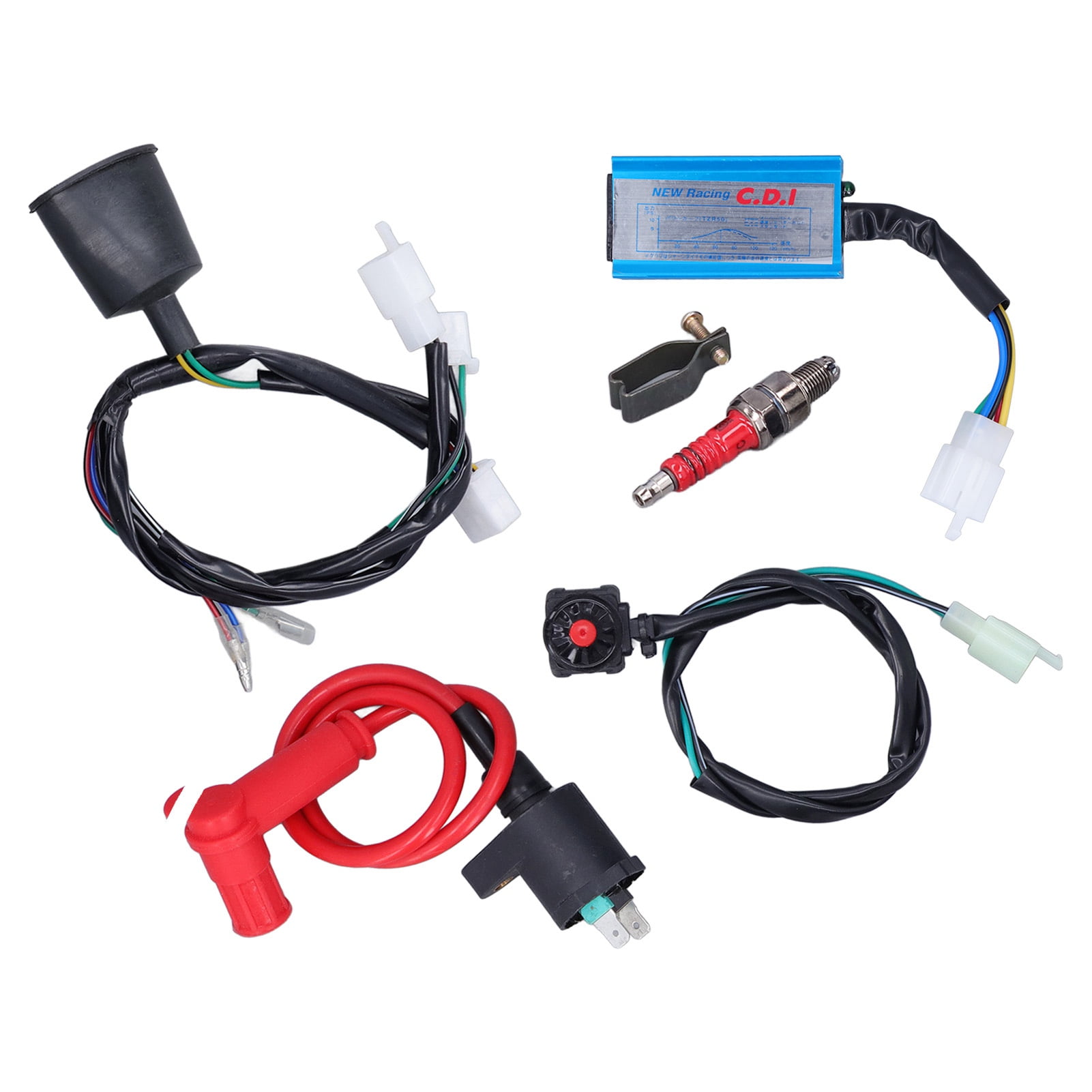 Depato Wiring Loom Ignition Coil CDI Spark Plug Kit Fit for 50cc 70cc 110cc 125cc 140cc 150cc ATV Dirt Bike
