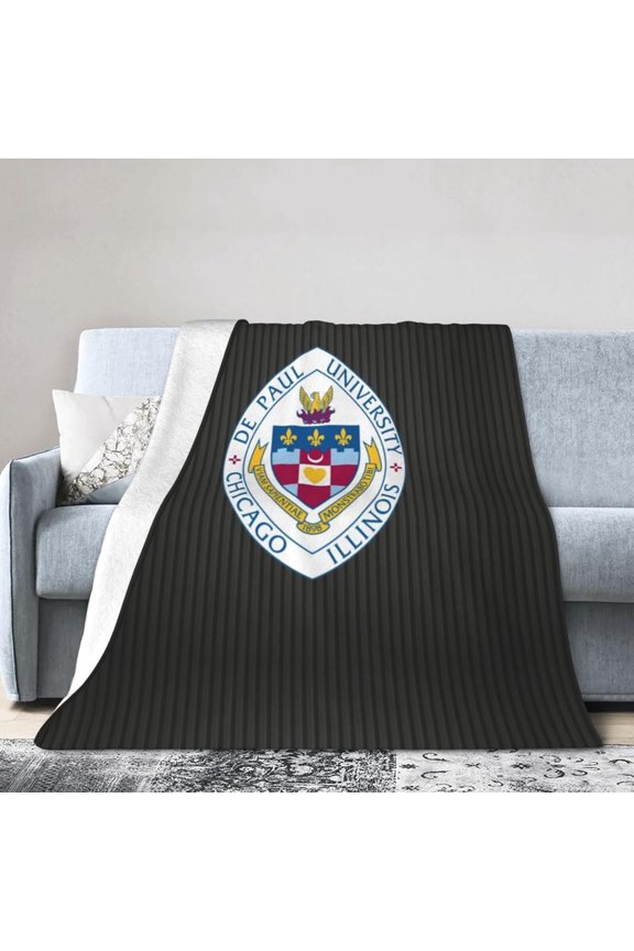 Depaul University Logo Fleece Blanket, Very Soft Microfiber Flannel Blanket for Couch Warm and Cozy for All Seasons