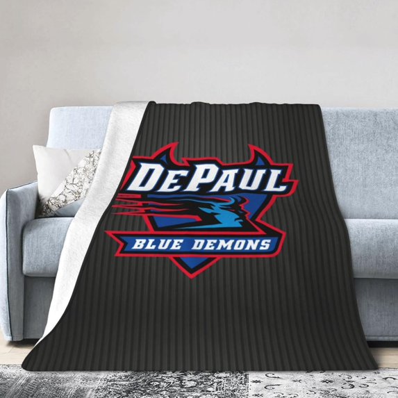 Depaul University Logo Fleece Blanket, Very Soft Microfiber Flannel Blanket for Couch Warm and Cozy for All Seasons