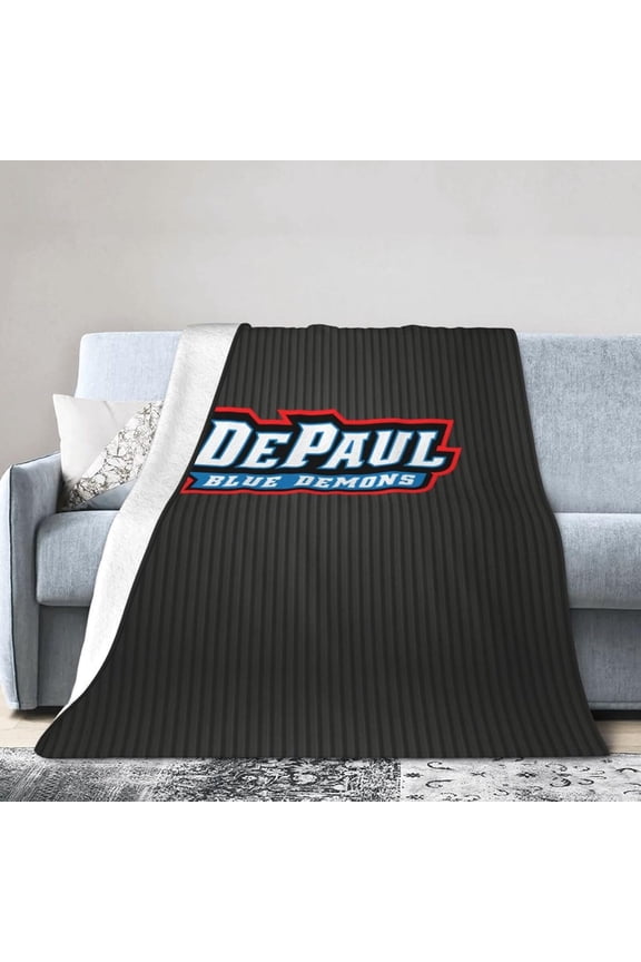 Depaul University Logo Fleece Blanket, Very Soft Microfiber Flannel Blanket for Couch Warm and Cozy for All Seasons
