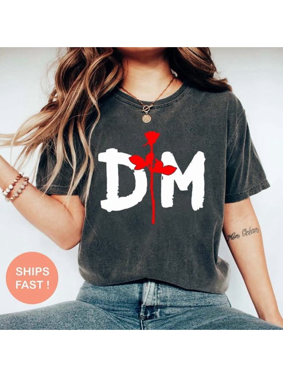 Depeche Mode DM Rose Logo T-Shirt, Vintage Synth Pop Minimal Graphic Shirt Comfort Colors Size S-4XL